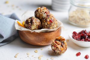 Healthy Energy Balls, Raw Vegan Balls with Oatmeal, Cranberry, Dates and Nuts, Homemade Sweets